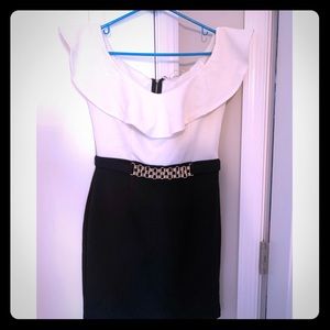 White and black work dress